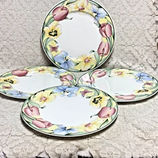 Villeroy Boch Canari Mettlach Plates 11 3/4" Large Dinner Charger FloralMint 4pc