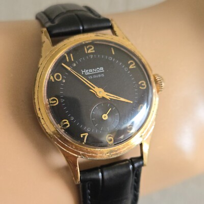 Montre Mécanique Vintage AUROCH Type Militaire Années 1940 - Fonctionne - Plaqué Or