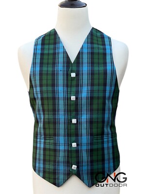 Men's Wedding Campbell Ancient Tartan Vest Button Scottish Kilt