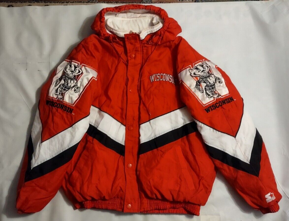 VINTAGE RARE STARTER WISCONSIN BADGERS FULL ZIPP WITH HOOD WINTER