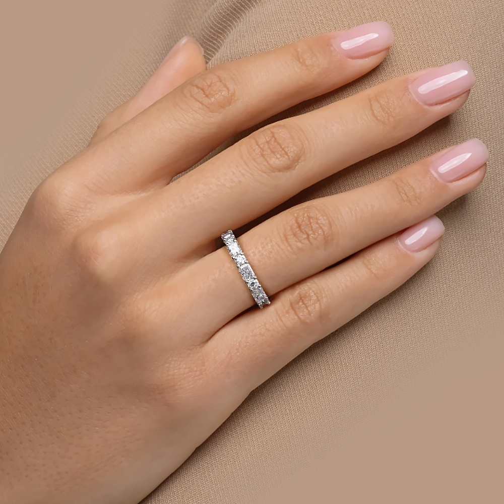 Wedding 14K  White  Gold Band Round Cut 3 Carat Lab Grown Diamond  E F  VVS2