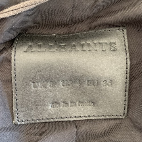 All Saints Dalby Leather Jacket Black Moto Biker Asymmetric Zip Slim Fit Size 4 - Picture 7 of 8