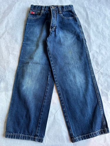 Vintage South Pole Jeans Boys 8 Blue Dark Wash Wide Leg Baggy Logo Y2K - Picture 3 of 13