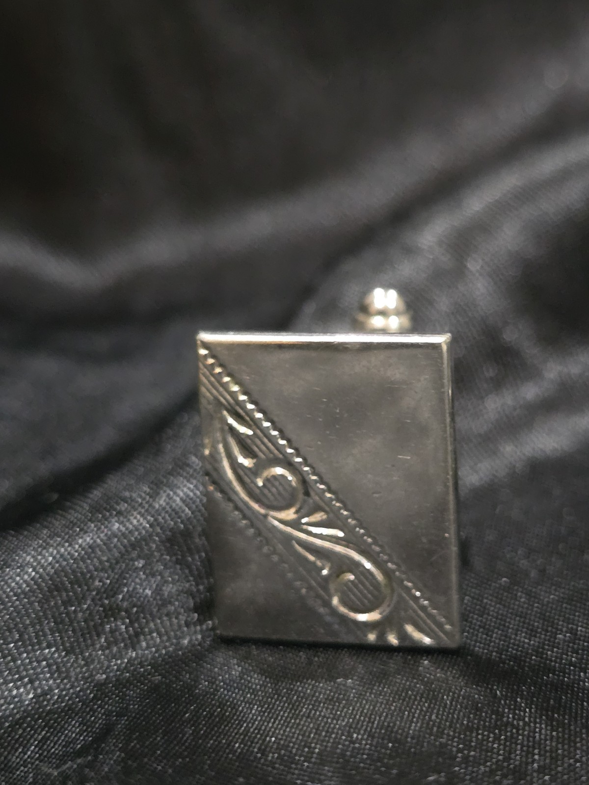 VINTAGE SHIELDS RECTANGULAR CUFFLINKS SIGNED SILV… - image 2