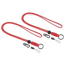 2pcs 20" Paracord Lanyard Necklace Keyring Cord Clasp Strap Badge Holder, Red