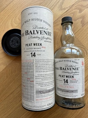 Balvenie Single Malt Scotch PEATED Whisky aged 14 years, w/canister, SCOTLAND