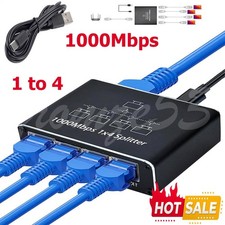 Gigabit Ethernet Splitter 1 to 4 Port RJ45 LAN Network Adapter 1000Mbps for PC