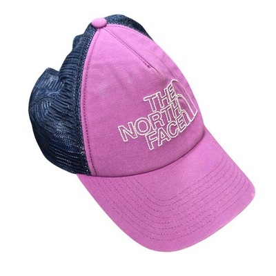 The North Face Snapback Trucker Hat Women's OS Pink Navy Blue Mesh Embroidered