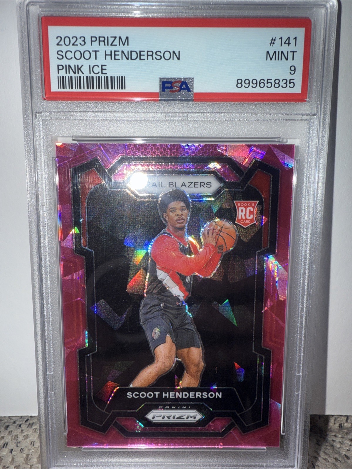 2023-24 Panini Prizm Scoot Henderson #141 Pink Ice Prizm (RC) PSA 9