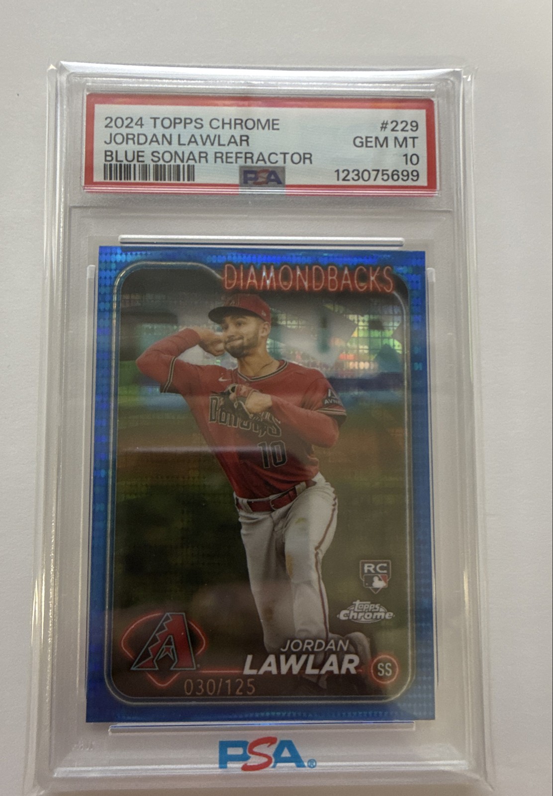 2024 Topps Chrome - Jordan Lawlar #229 Blue Sonar Refractor /125 (RC) PSA 10 💎