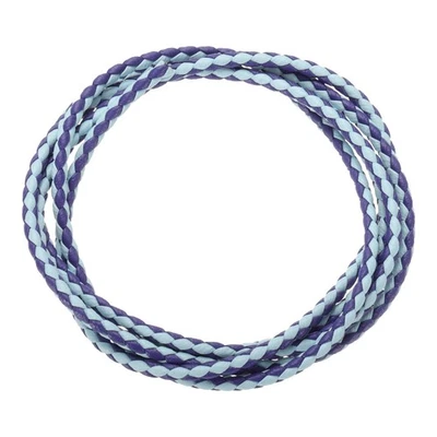 Cordons en cuir tressé, colliers à lanières en cuir (3 mm, 1 yard, bleu clair/violet) - Photo 1/4