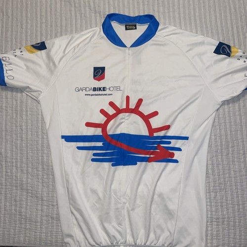 Maillot Vélo Vintage Giessegi – Blanc Mi-zip, Fabriqué En Italie, Taille M