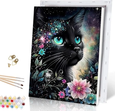 Galmcook Malen nach Zahlen Erwachsene Katze mit Rahmen - paint by numbers adult
