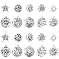 DanLingJewelry 100Pcs 10 Styles Mixed Tibetan Sun Moon Charms Antique