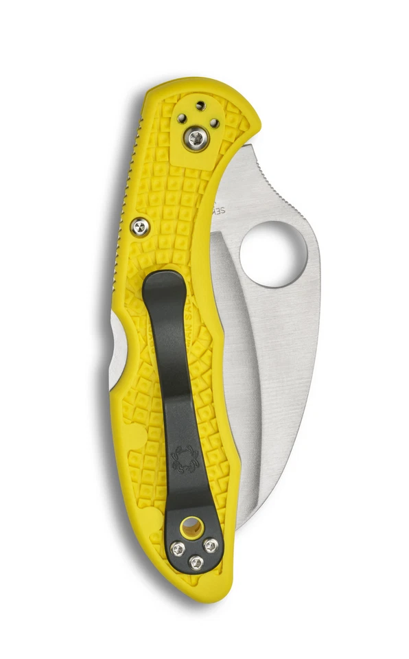 Spyderco Knives Tasman Salt 2 Lockback Yellow FRN Serrated H2 Hawkbill C106SYL2 - Image 2 of 4