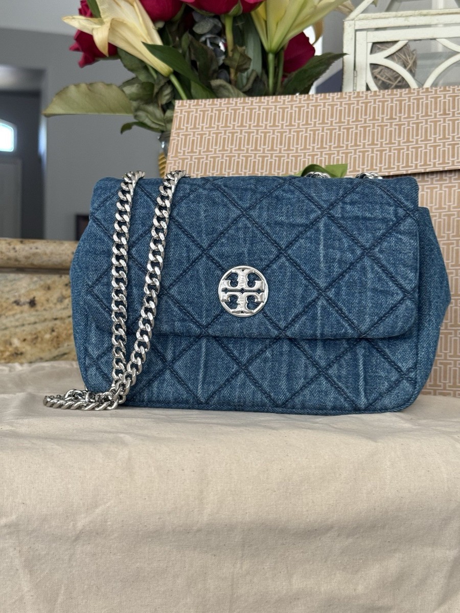 New Tory Burch 595+! WILLA DENIM SMALL SHOULDER BAG DENIM / | eBay