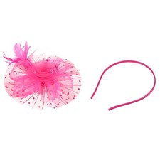 Fascinators Hat Clip Set with Hair Clip for Women Tea Party Light Pink