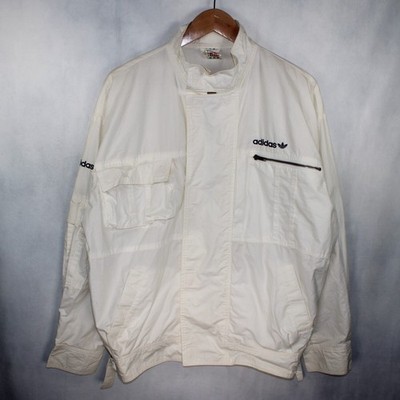 Adidas Multi Pocket Zip Up Jacke Herren Oversized Large Off White Vintage 90s