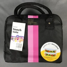 Fit + Fresh Bloomington Lunch Bag With 2 4-Cup Snap-Down Containers-Black