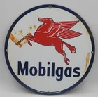 Vintage Mobilgas Pegasus Rustic Weathered Porcelain Enameled Metal Sign
