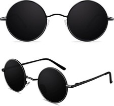 Retro round Polarized Sunglasses Circle Metal UV400 Protection E01