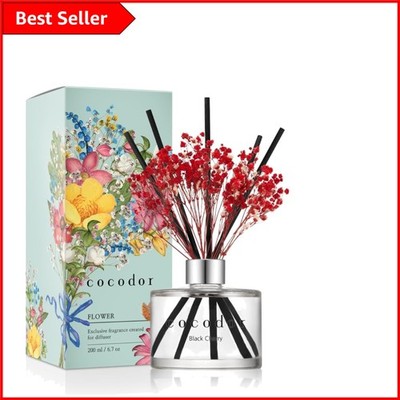 Eleganter Glas Black Cherry Diffuser 200ml - 5 Sticks für raffinierten Raumduft