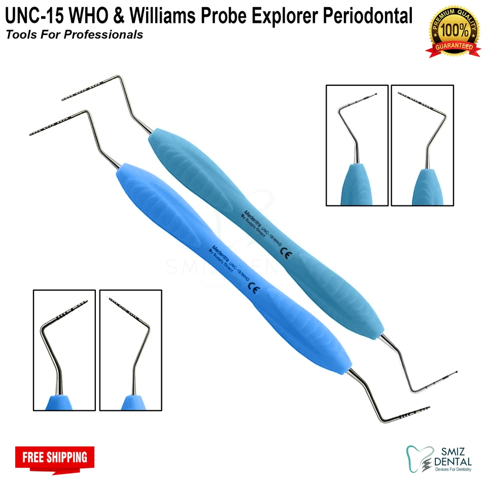 SMIZ DENTAL® Dental Periodontal Probes UNC-15 WHO and Wlliams BPE Examination Probes Scalers