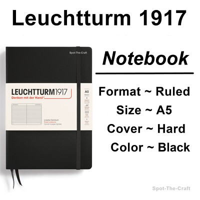 Leuchtturm1917 Ruled Journal Notebook Medium A5 Black 300612
