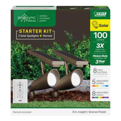 Feit Electric OneSync Landscape Bronze Solar LED Outdoor Spotlight 2 Pack