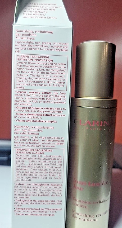 CLARINS Nutri-Lumiere Jour 滋养活日乳液 1.6 盎司 全新带盒 — 第 3/4 张图片