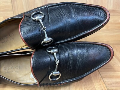 VNTG🔥 GUCCI Horsebit Black Cherry Leather Loafer Slip On Moc Toe