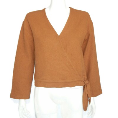 MADEWELL Texture & Thread Wrap Top Long Sleeve Rustic Ochre Auburn sz S /324