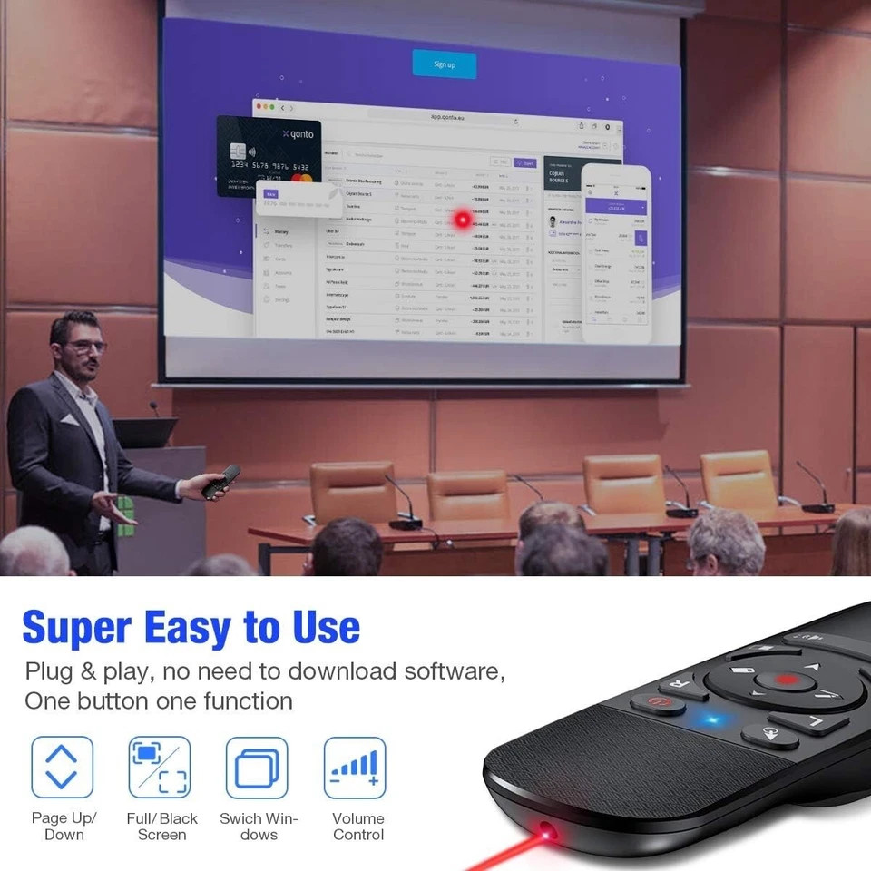 Power point Presentation Remote Wireless USB PPT Presenter Laser PointerClicker - Image 2 of 4
