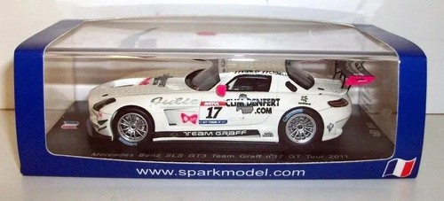 Miniature Spark 1/43 Mercedes SLS GT3 Team Graff, N°17 GT Tour 2011, état Neuf