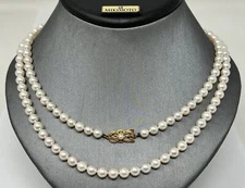 Mikimoto 36" Akoya Cultured 6mm Pearl Strand Necklace w/18K Yellow Gold Clasp