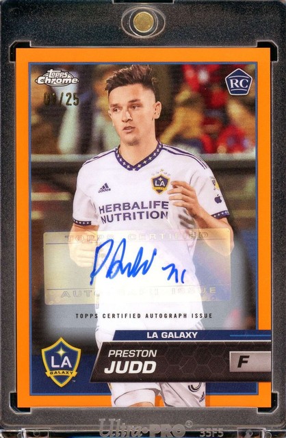 2023 Topps Chrome MLS Preston Judd LA Galaxy Orange Refractor Auto /25 Mag Case!