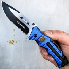 8.25" POLICE RESCUE SPRING Open ASSISTED TACTICAL FOLDING POCKET KNIFE Camping