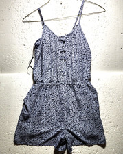 LC Lauren Conrad Romper Women Size 10 Floral Mini Dress Shorts Spaghetti Straps