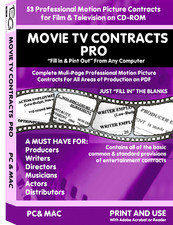 Motion Picture  TV CONTRACTS For Film Makers CD Rom Fill In  Print Out PDF