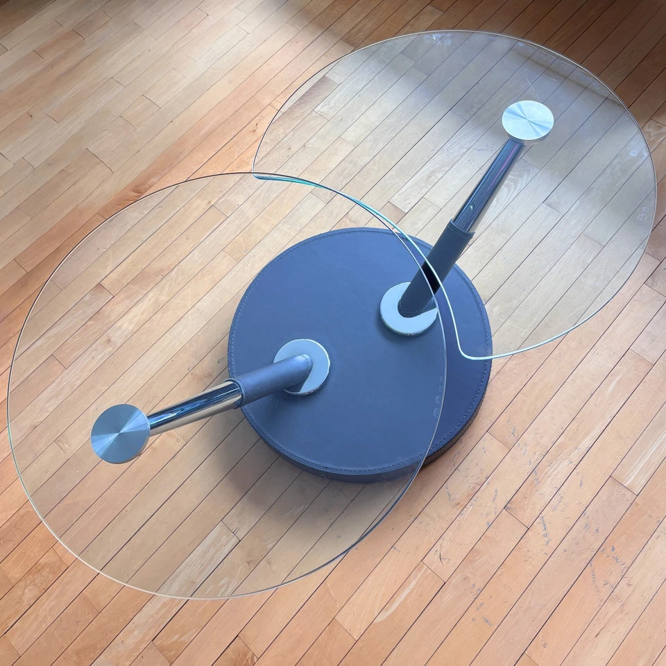 Mesa de centro giratoria vintage Modesto para Magnussen vidrio posmoderno Foto 2 de 4