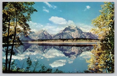 Jackson Lake Teton Range Wyoming WY Scenic Mountains Reflection Postcard