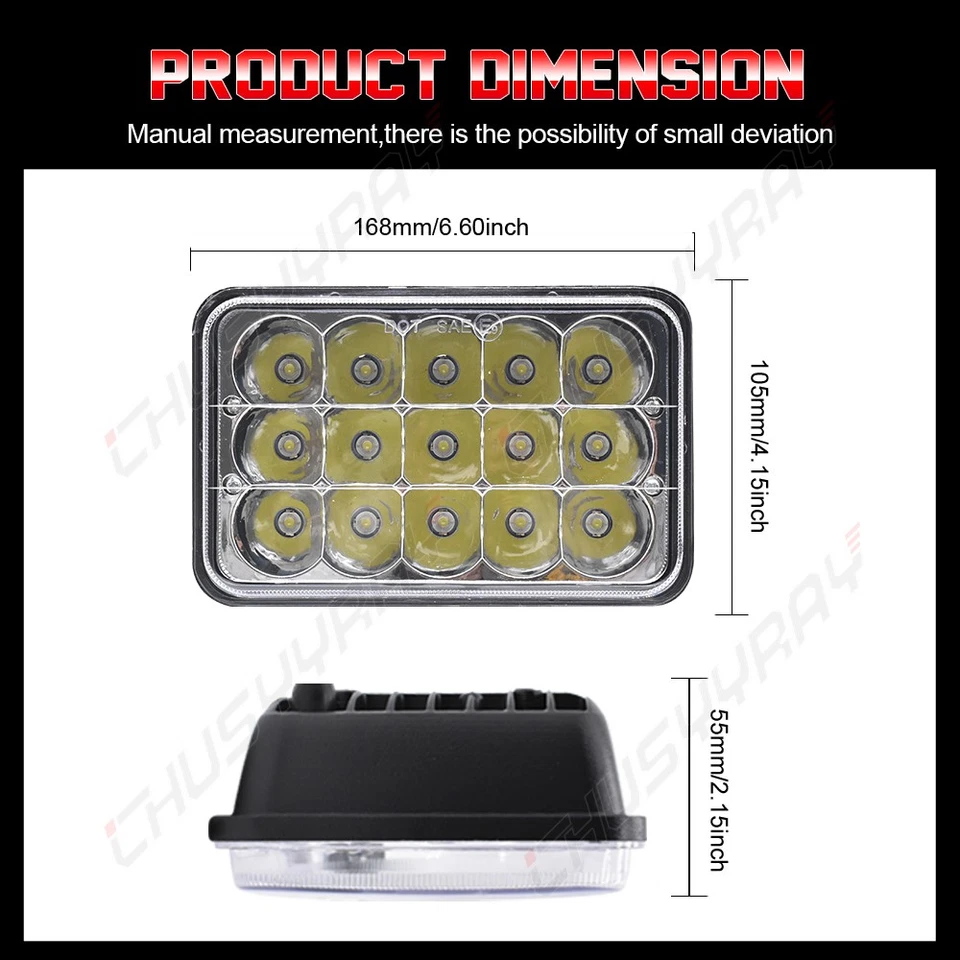 2pc 4x6" inch LED Headlights Hi/Lo Beam 45W Fit fit AMC Eagle Concord Spirit - Image 4 of 4