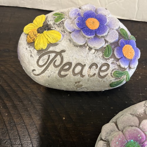 Garden Décor Stone Lot 2 Decorative Stone for Garden Peace Hope 5”x3” - Picture 4 of 9