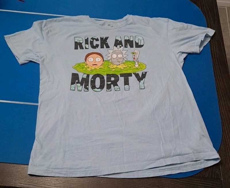 Rick & Morty T-Shirt Men's Size XL Blue Short Sleeve Graphic Tee 100% Cotton