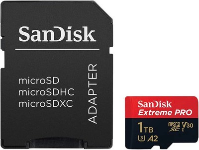 SanDisk Extreme PRO microSDXC memory card 1TB 200MB/s A2 C10 V30 Adapter