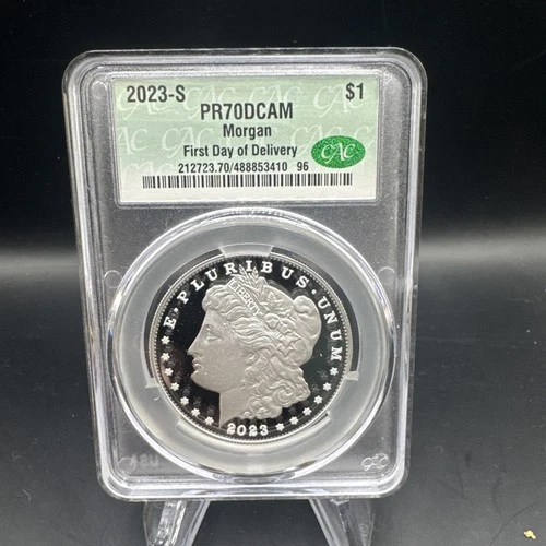 2023-S Morgan Silver Dollar CAC PR70DCAM Proof First Day Of Delivery