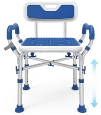 FSA HSA Shower Chair 500lb Heavy Duty Seat w/ Arms Back Adjustable for Elderly