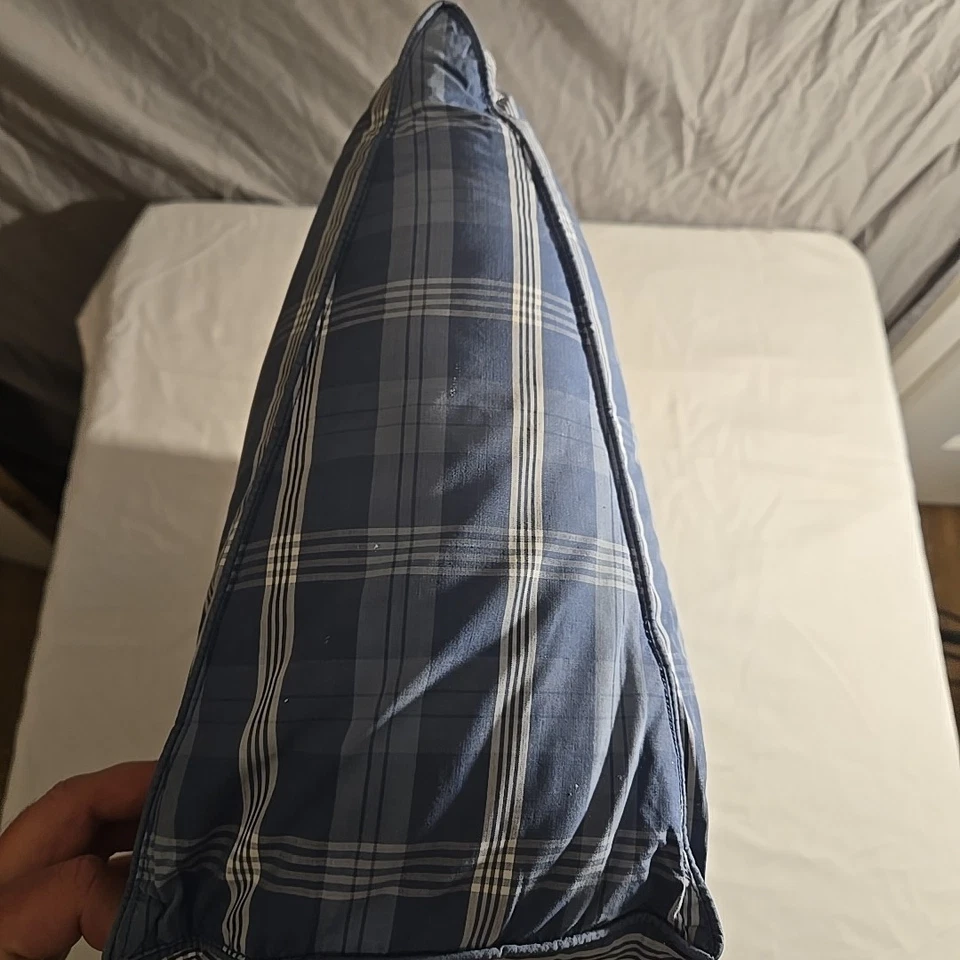 Ralph Lauren Polo PRL Tartan Plaid Pillow Wedge Bolster 20" x 14" Blue Green - Image 4 of 4