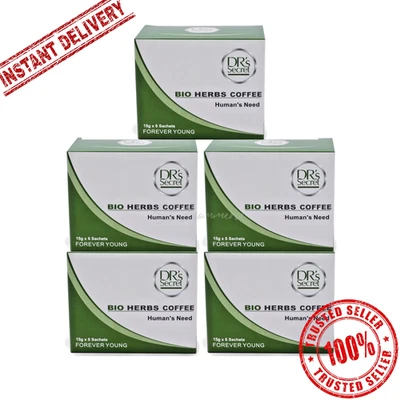 DR'S SECRET Organic Herbal Coffee 6 Sachets x 5 Box for MEN Natural Instant Healthy Stamina