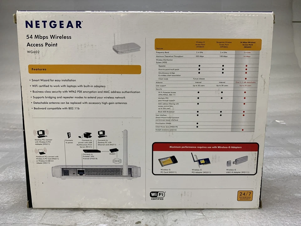 Netgear WG602 54 Mbps Wireless Access Point 100ft coverage 802.11g - Image 4 of 4